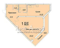 Продается 1-комнатная квартира (Анапа) 60.83 м²