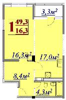 Продается 1-комнатная квартира (Анапа) 49.3 м²
