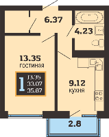 Квартиры от застройщика, Анапа  от 26.57 м² - от 54 000 руб./м²