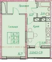 Продается 1-комнатная квартира (Анапа) 40 м²